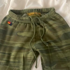 Aviator Nation camouflage sweatpants with lightening bolt